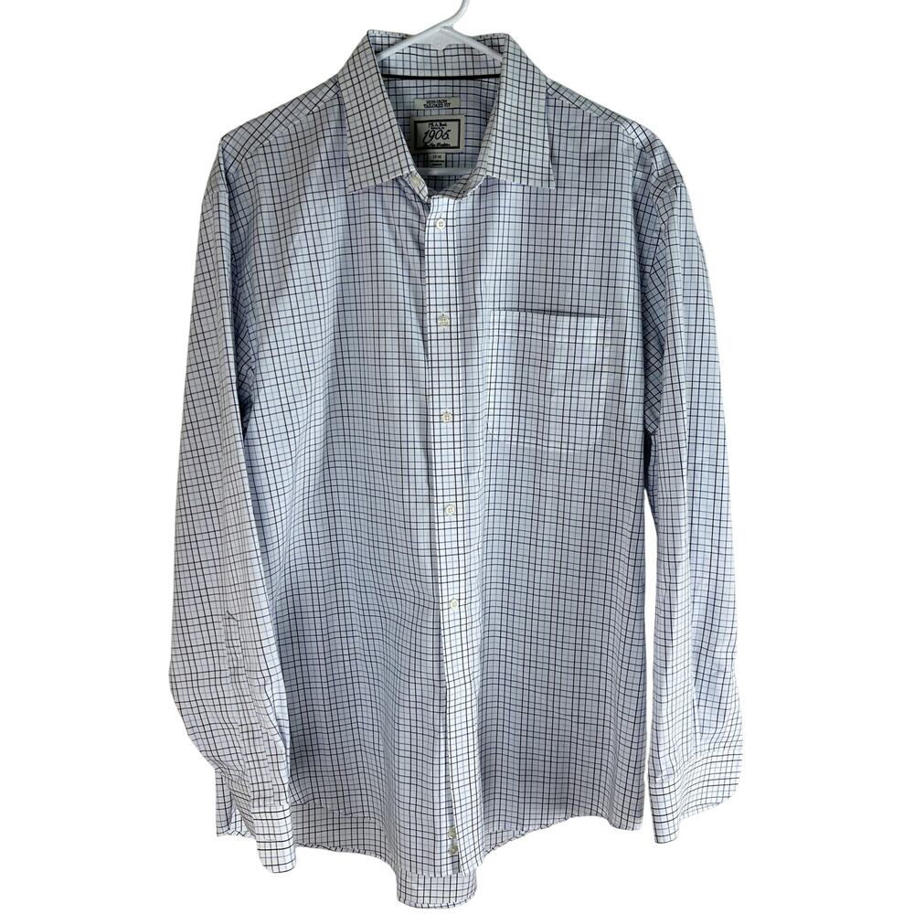 Jos A Bank 1905 Men’s Dress Non Iron Tailored Fit Shirt 17-35 Navy light blue
